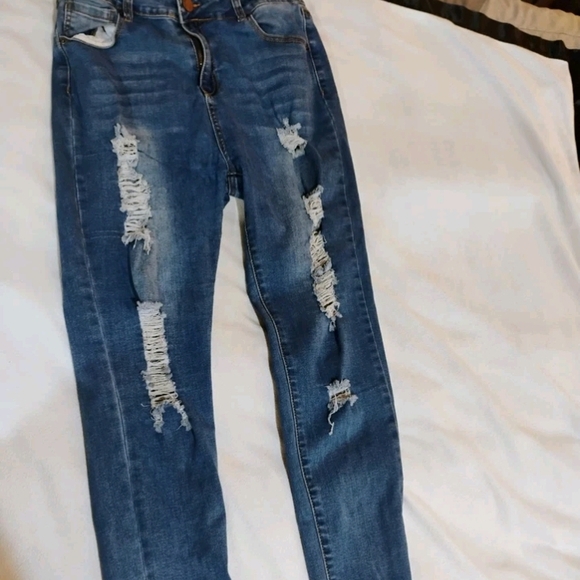 BAMBOO Denim - BAMBOO Distressed Blue Skinny Jeans